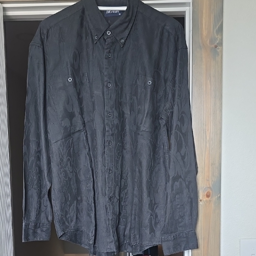 Gray Casual Button Down Shirt with Relaxed Fit